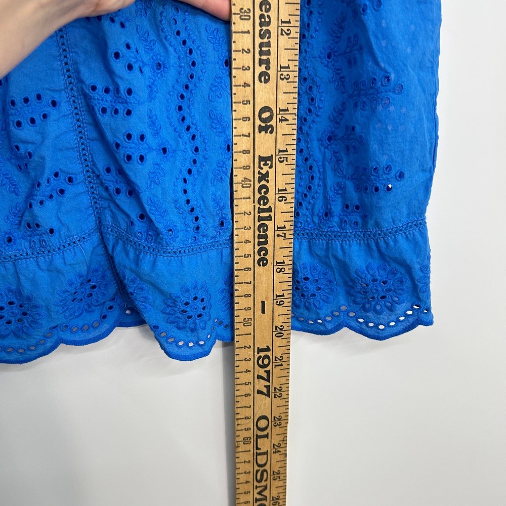 Cottagecore Eyelet Ruffle Sleeve Top Large Blue Boho Romantic Summer Blouse - Picture 5 of 8